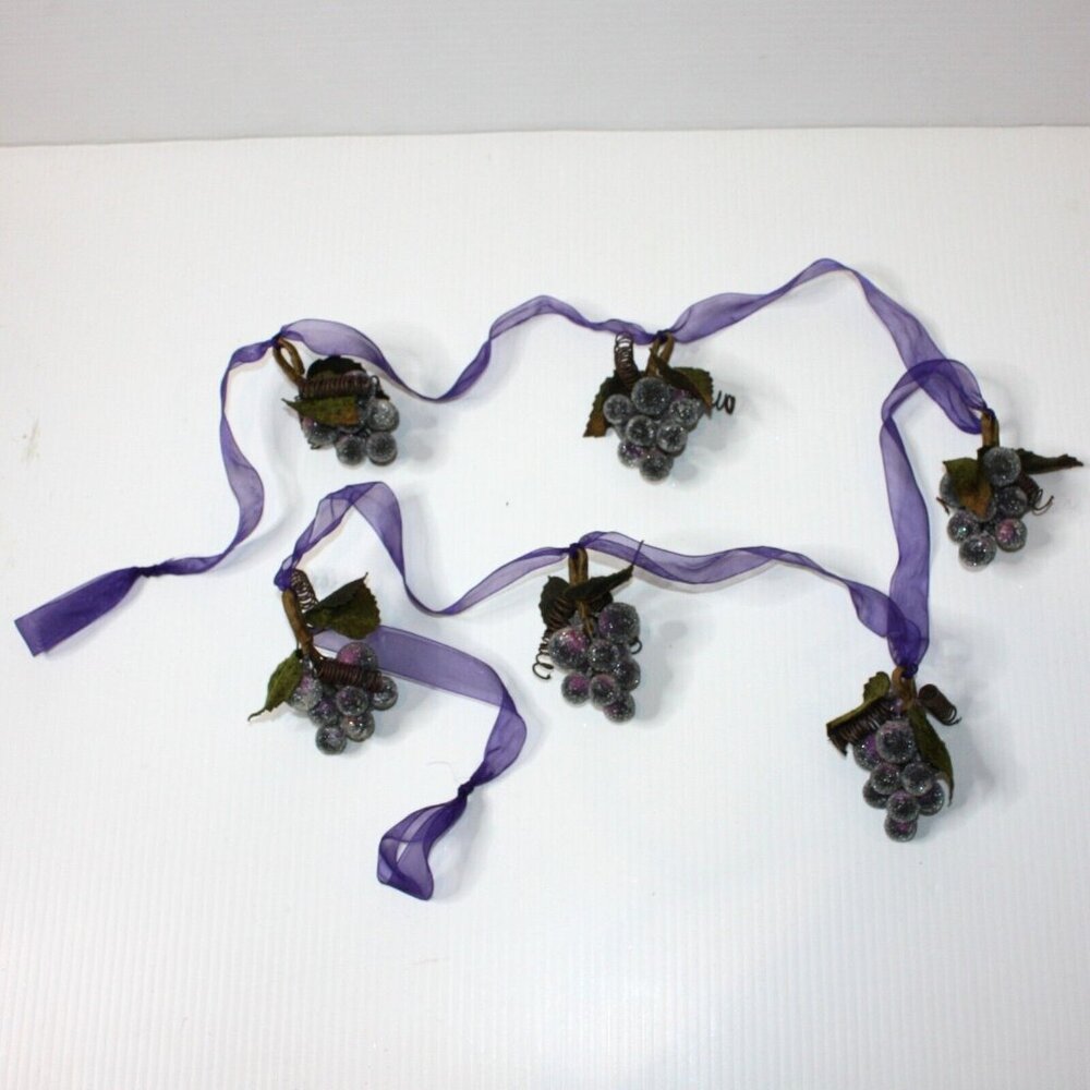 Life at Home 6' Garland Purple Sugared Grapes Cluster Bunches Christmas Decor
